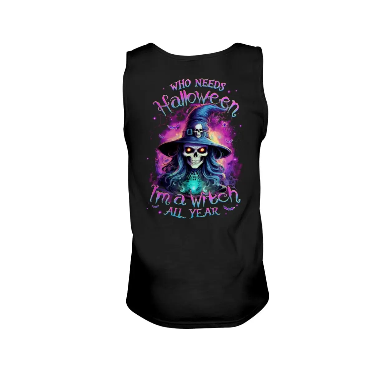 Funny Witch Skull Halloween Tank Top