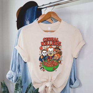 Funny Horror Cereal Killers T Shirt – Pennywise, Chucky, Freddy, Myers Tee 2