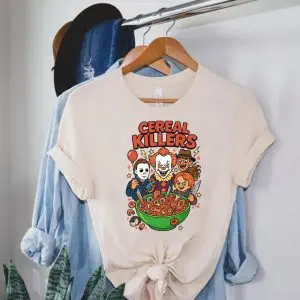 Funny Horror Cereal Killers T-Shirt – Pennywise, Chucky, Freddy, Myers Tee 7 Funny Horror Cereal Killers T Shirt – Pennywise, Chucky, Freddy, Myers Tee 2