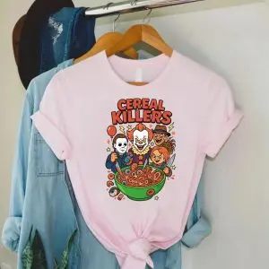 Funny Horror Cereal Killers T-Shirt – Pennywise, Chucky, Freddy, Myers Tee 8 Funny Horror Cereal Killers T Shirt – Pennywise, Chucky, Freddy, Myers Tee 3