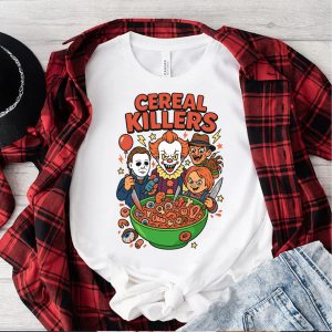 Funny Horror Cereal Killers T Shirt – Pennywise, Chucky, Freddy, Myers Tee 5