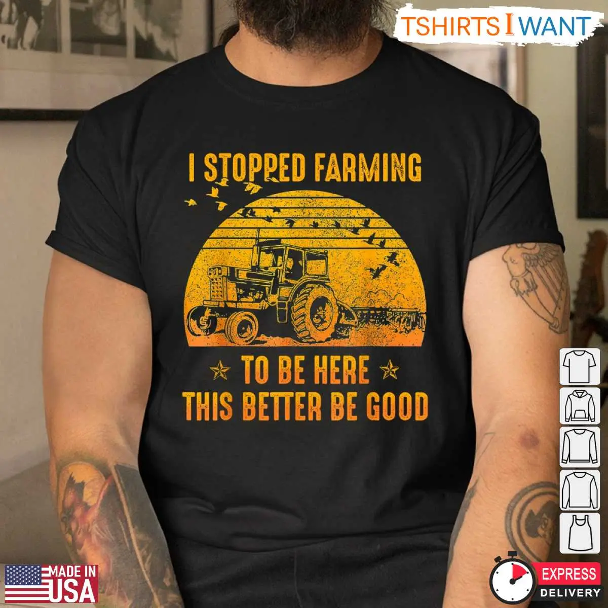 Funny I Stopped Farming Retro Sunset Tractor T Shirt This Better Be Good 4 1.jpg