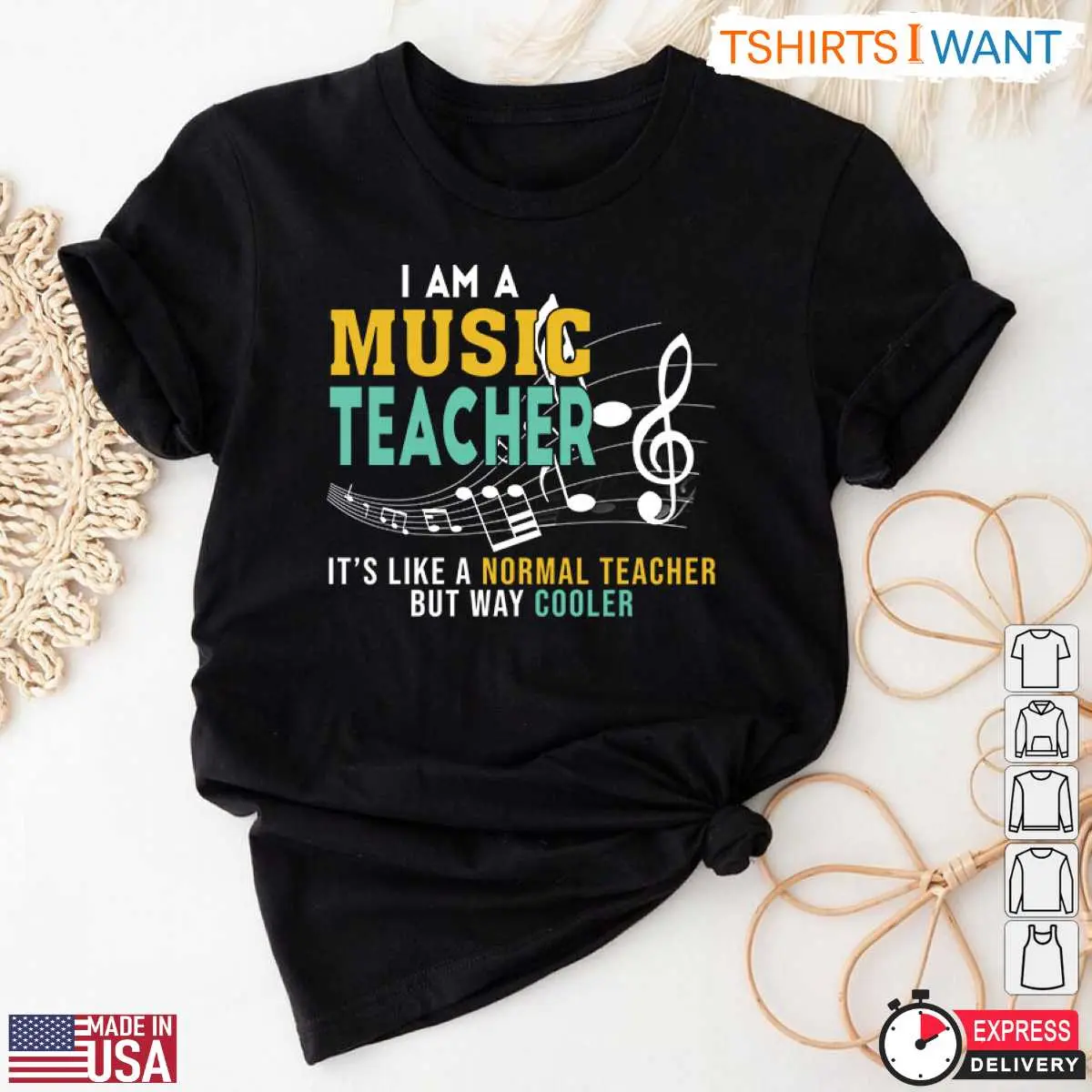 I Am A Music Teacher - It's Like A Normal Teacher But Cooler T-Shirt 12 Music Teacher Shirt Front View