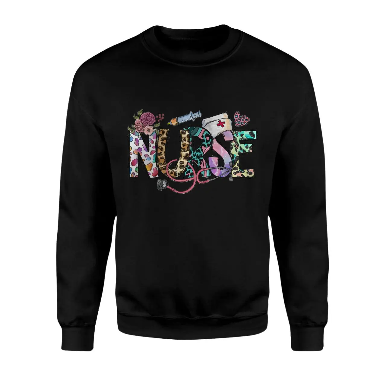 Funny Nurse T Shirt E28093 Colorful Leopard Print Medical Stethoscope Tee 3.jpg