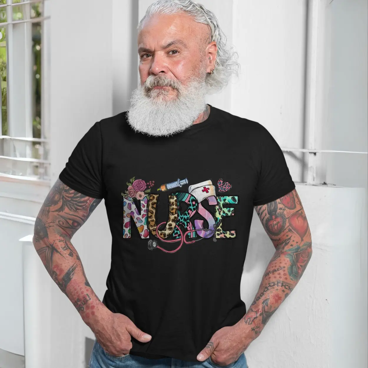 Funny Nurse T Shirt E28093 Colorful Leopard Print Medical Stethoscope Tee 7.jpg