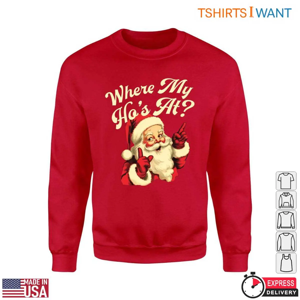 Funny Santa Pictures T-Shirt - 'Where My Ho's At?' 2 Funny Santa Pictures Funny Santa Pictures T Shirt Where My Hos At 2 1.jpg