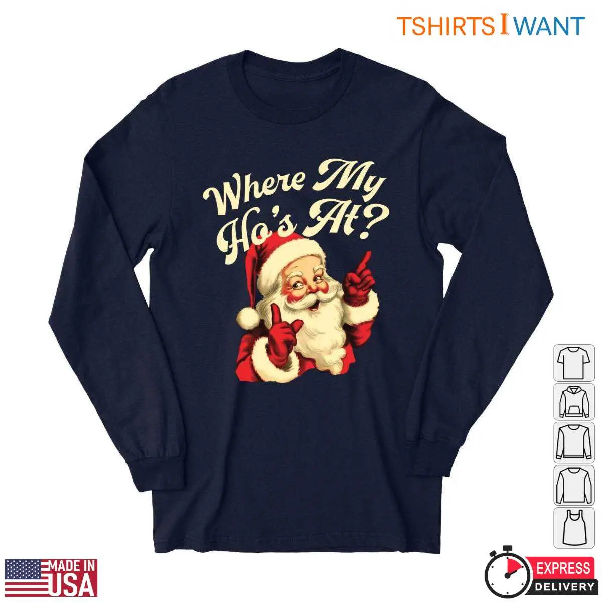 Funny Santa Pictures T-Shirt - 'Where My Ho's At?' 11 Funny Santa Pictures T-Shirt Detail