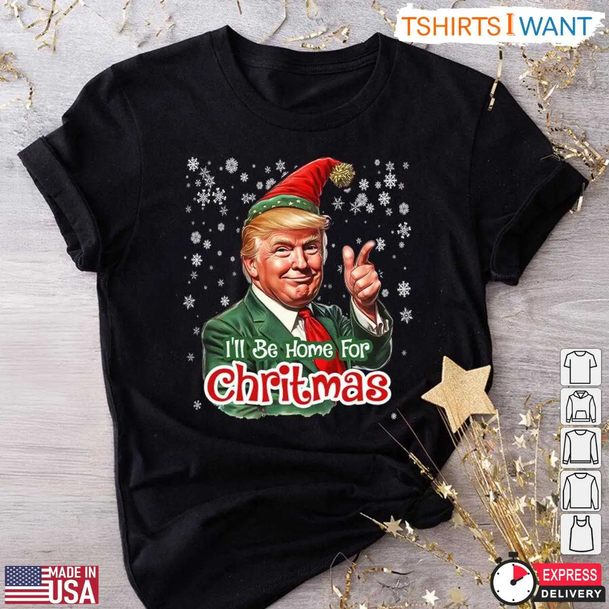 Funny Santa Trump T Shirt Ill Be Home for Christmas 1 1.jpg