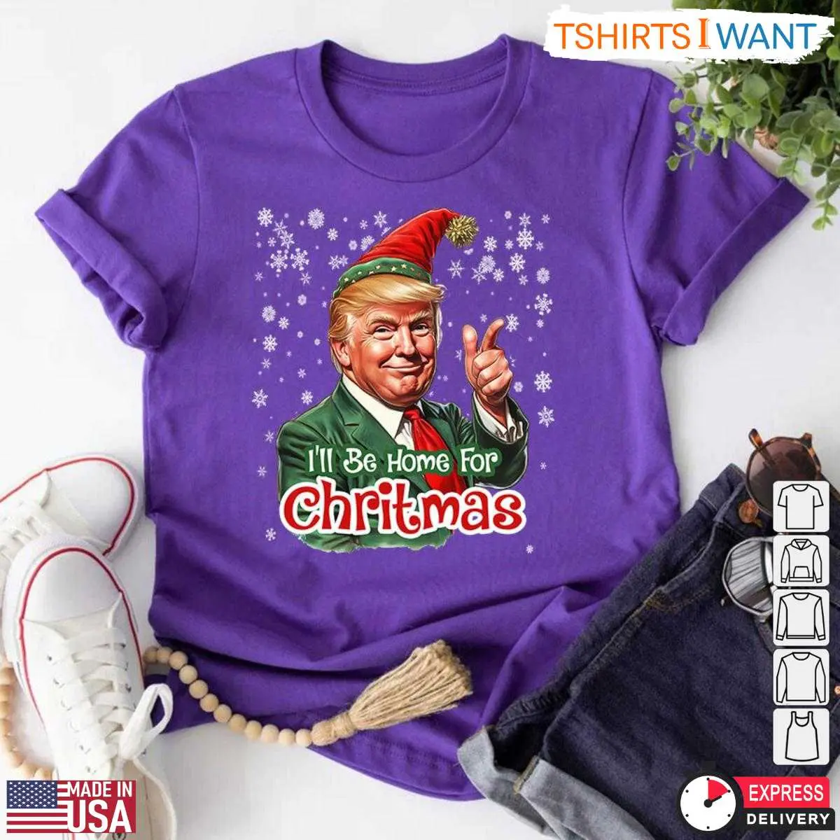 Funny Santa Trump T Shirt Ill Be Home for Christmas 4 1.jpg