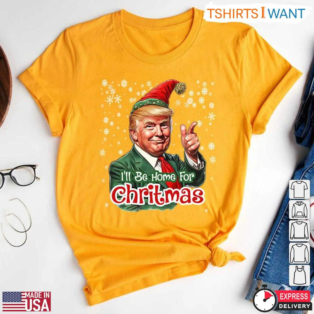 Funny Santa Trump T Shirt Ill Be Home for Christmas 5 1.jpg