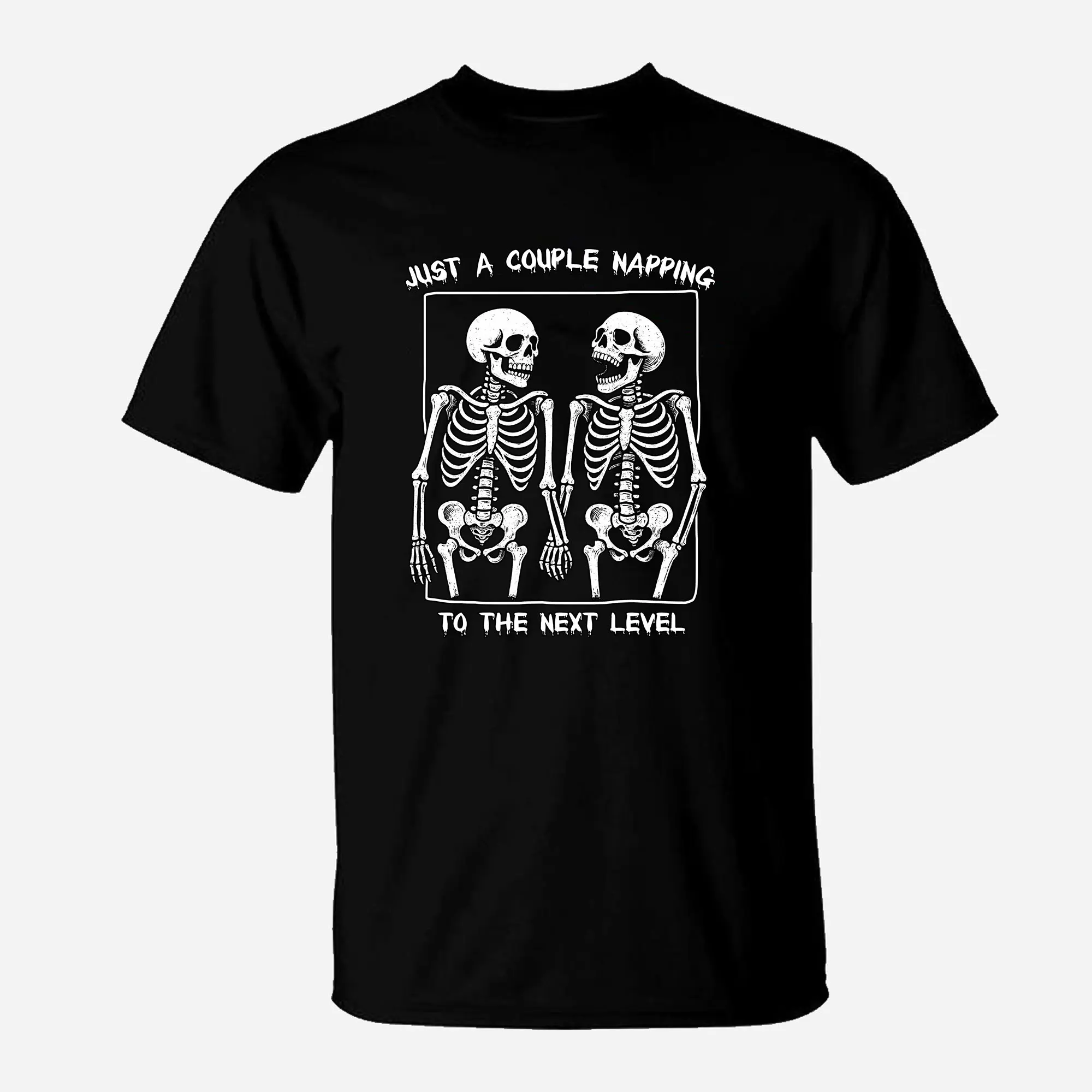 Funny Skeleton Couple T-Shirt – Just a Couple Napping to the Next Level Tee 1 Funny Skeleton Couple T Shirt – Just a Couple Napping to the Next Level Tee 4