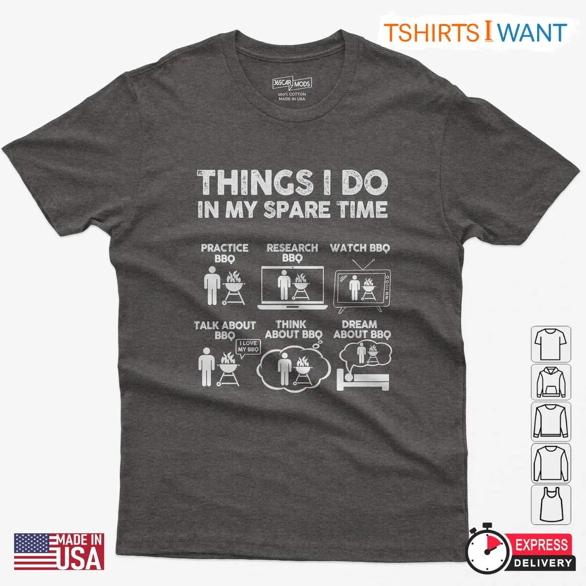 Funny Spare Time BBQ T Shirt – Grilling Meat Dad Shirt BBQ Lover Gifts for Men 2