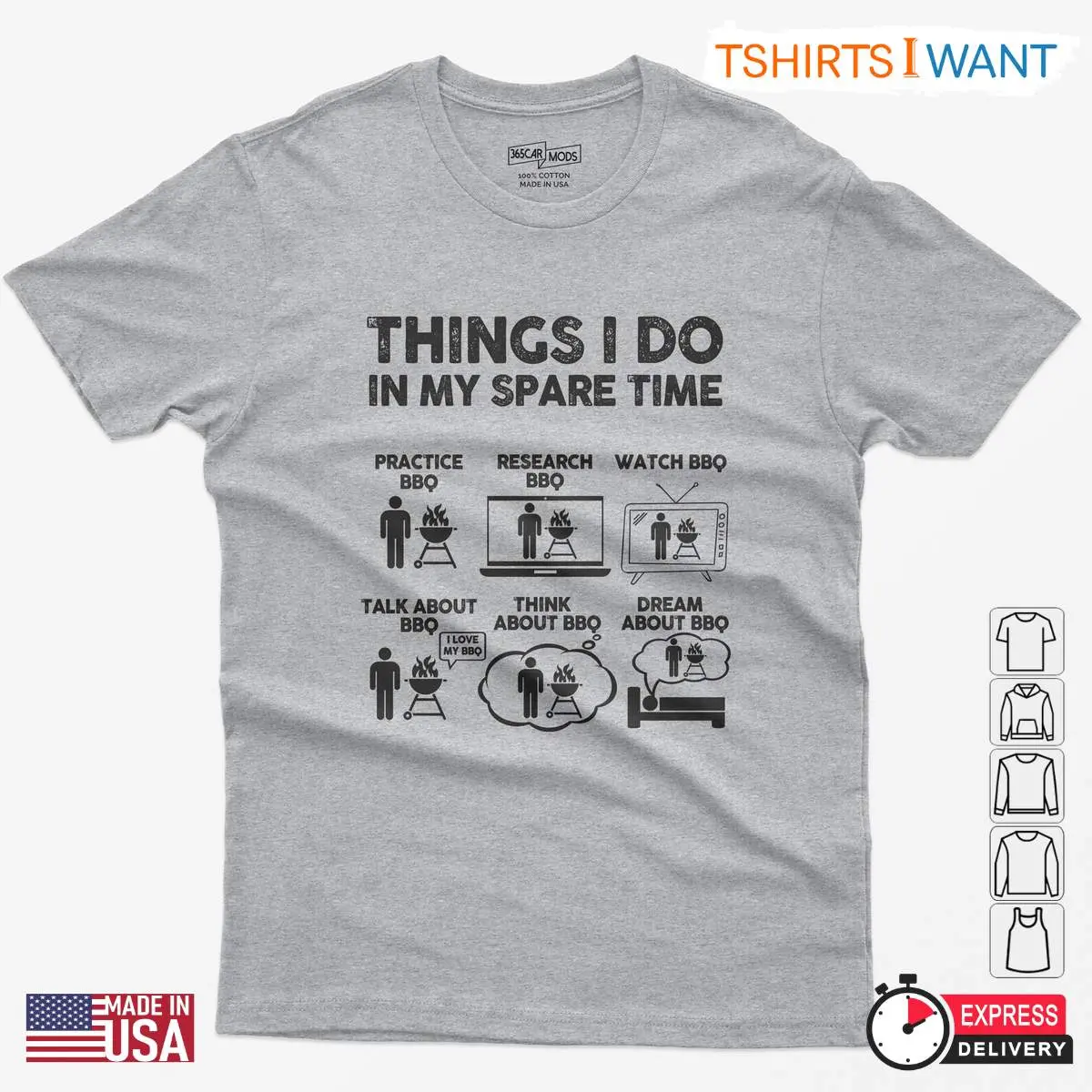 Funny Spare Time BBQ T Shirt – Grilling Meat Dad Shirt BBQ Lover Gifts for Men 3