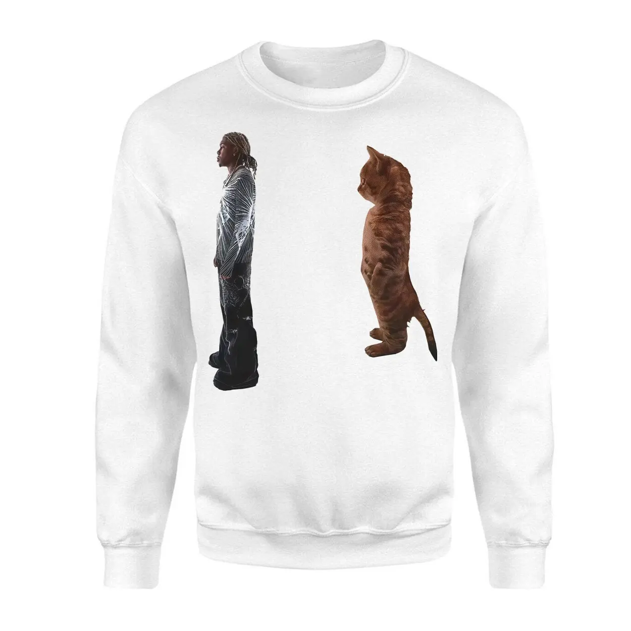 Funny T Shirt E28093 Man and Cat Staring Contest Graphic Tee 3.jpg