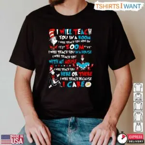 Funny Dr. Seuss Cat T-Shirt - I Will Teach You In The Room, On Zoom 7 Funny Teacher Shirt Dr Seuss Teaching In Room And Zoom 2 1.jpg