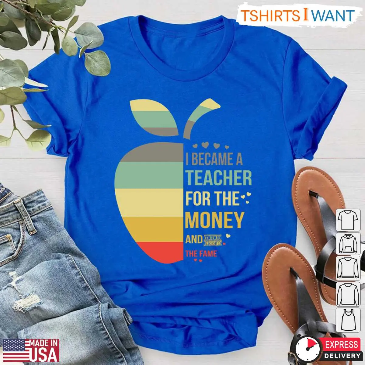 I Became A Teacher For The Money And Fame T-Shirt - Funny Teacher Humor Shirt 13 Money and Fame Teacher Shirt Detail