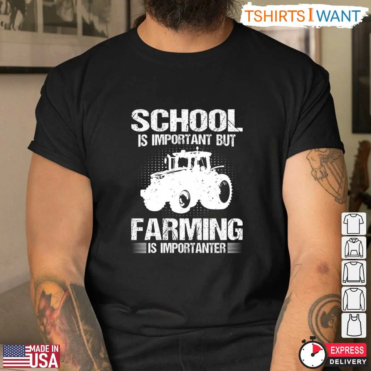Funny Tractor Farming T-Shirt - School Is Important Quote 9 Funny Tractor Farming T-Shirt Detail