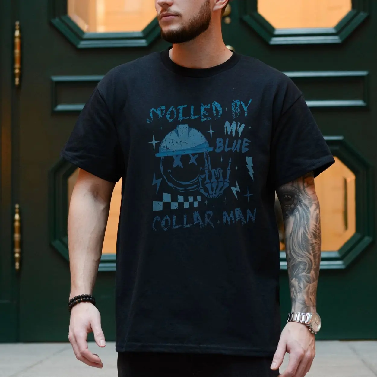Funny Workwear T shirt E28093 Spoiled by My Blue Collar Man Graphic Tee 4.jpg
