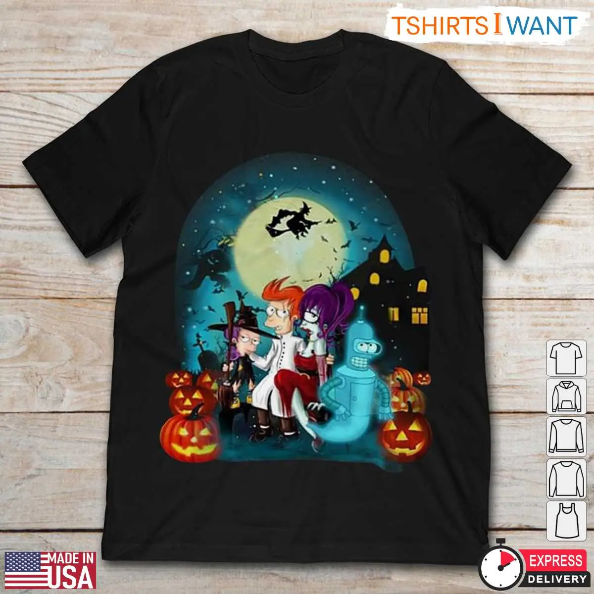 Futurama Halloween T-Shirt – Spooky Pumpkin and Character Graphic Tee for Fans 8 Futurama Halloween T-Shirt Front View