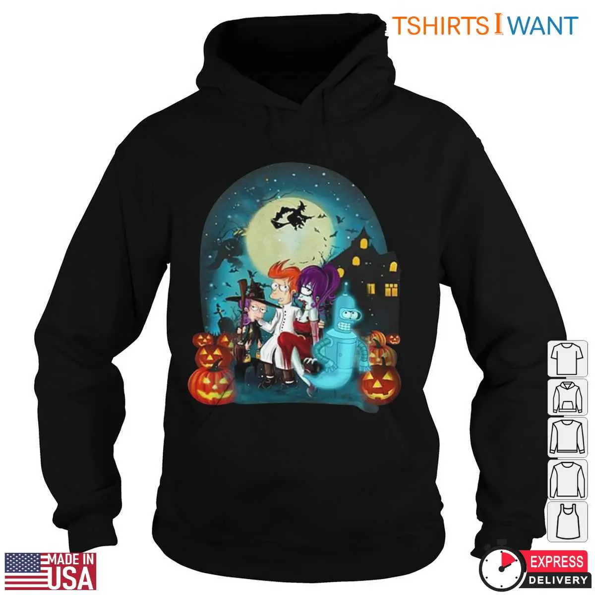 Futurama Halloween T-Shirt – Spooky Pumpkin and Character Graphic Tee for Fans 9 Futurama Halloween T-Shirt Detail