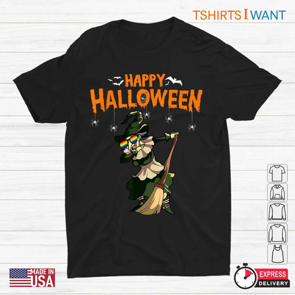Gay Halloween Shirts: Gay Witch Dabbing Lazy Halloween Costume Tee 12 Gay Halloween Shirts LGBTQ Witch Dab Tee