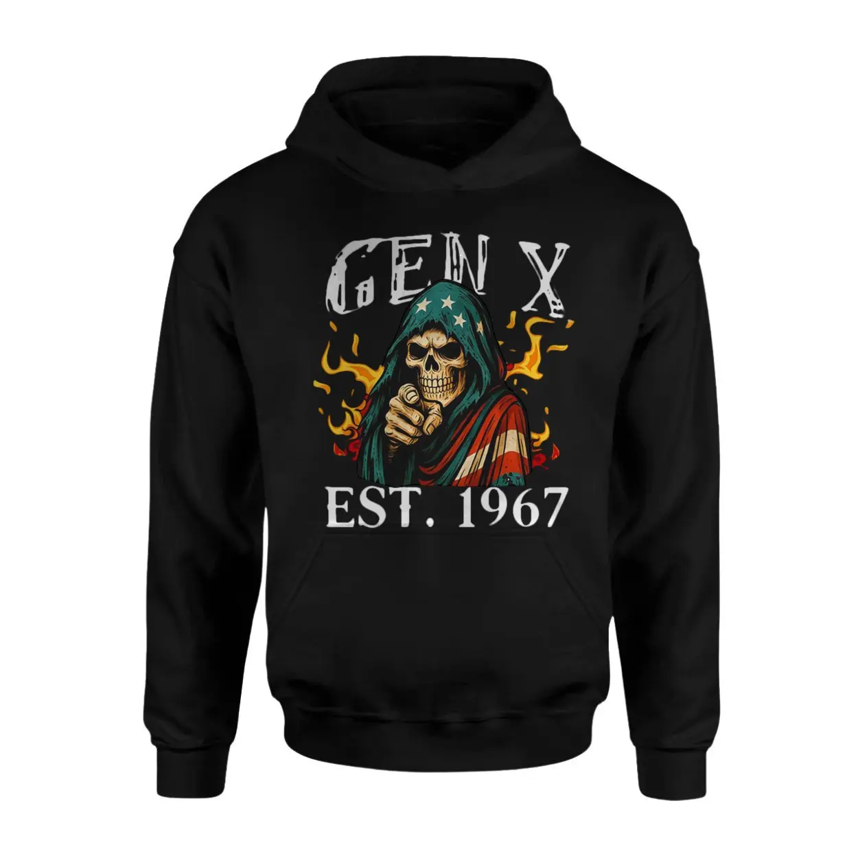Gen X T Shirt EST. 1967 Patriotic American Flag Skull Tee 2 1.jpg