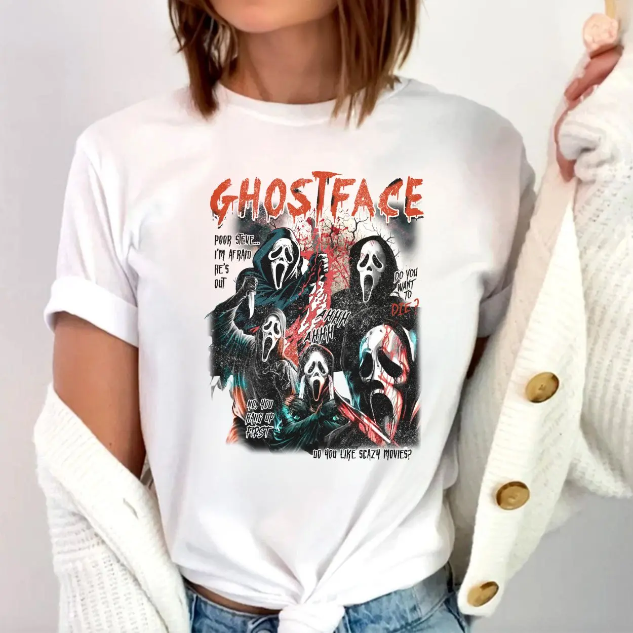 Ghostface Scream Shirt – Scary Movie Horror Villain Halloween Tee 1