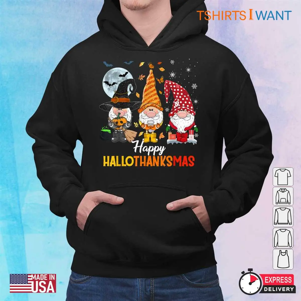 Gnome Halloween: Gnomes Happy Hallothanksmas Halloween Christmas Shirt 4 Gnome Halloween Hallothanksmas Gnome Tee 4 1.jpg