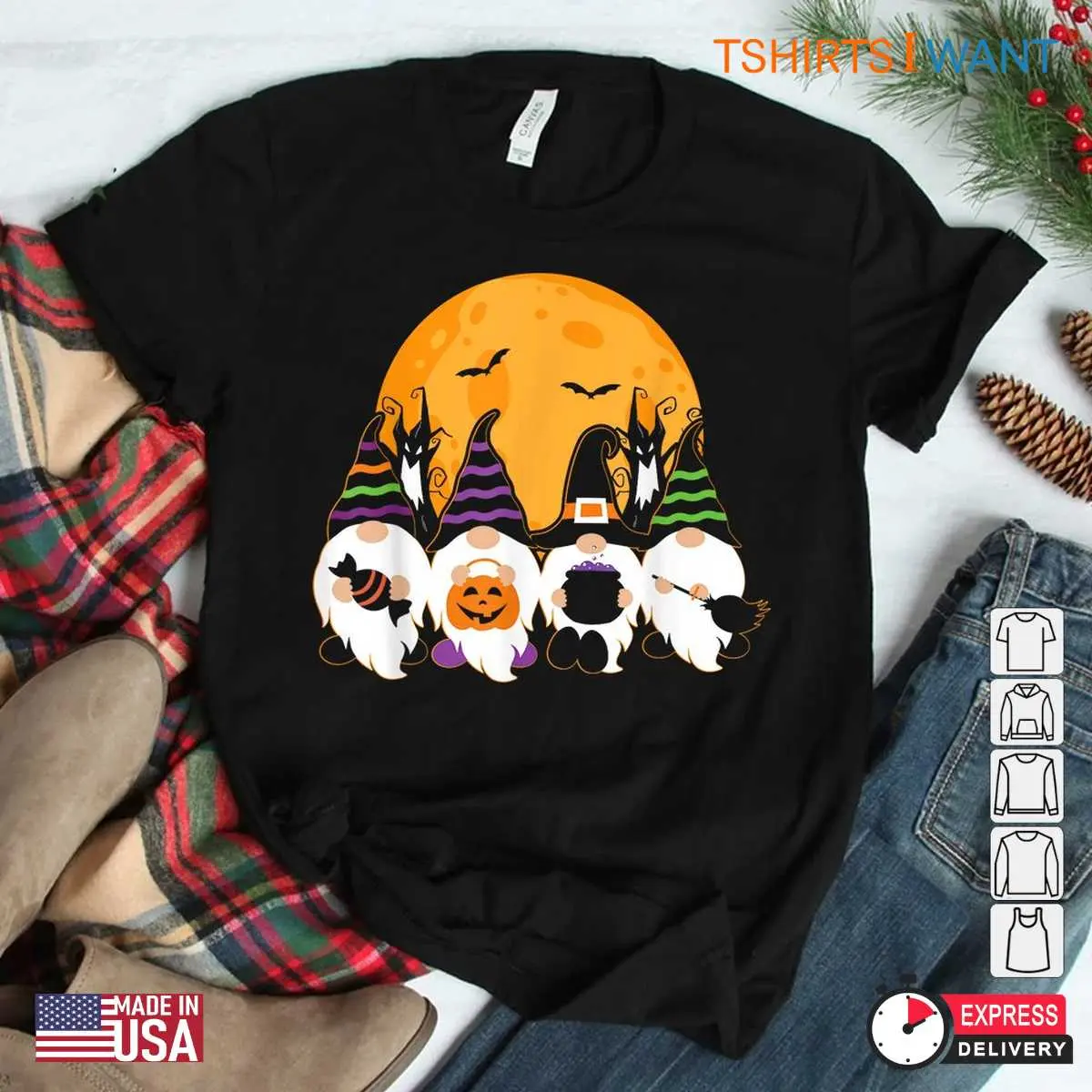 Gnome Halloween Shirts: Cute Spooky Gardening Gnome Trick Or Treat Shirt 11 Spooky Garden Gnome Halloween Tee
