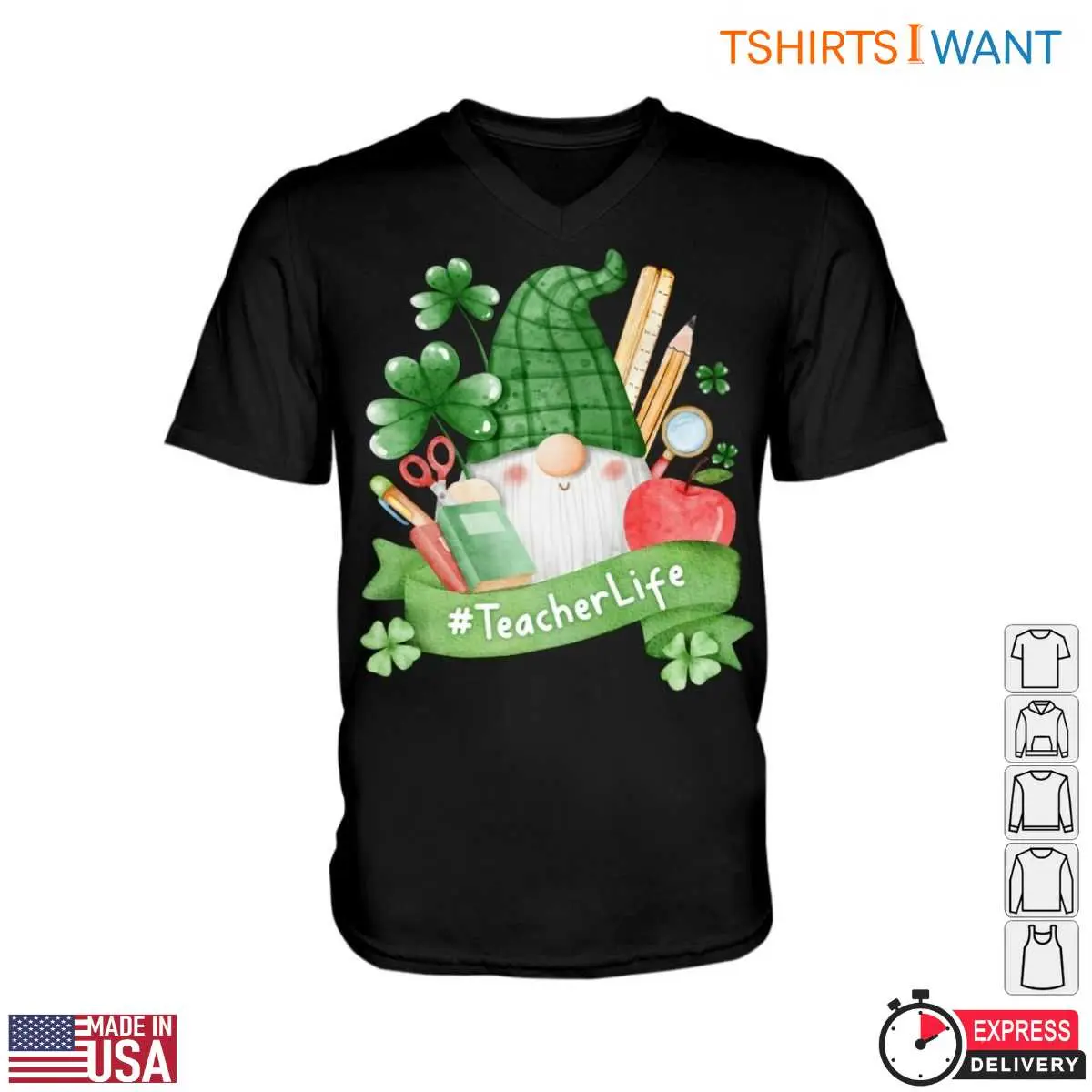 Gnome Holding School Supplies and Apple Teacher Life T Shirt 2 1.jpg