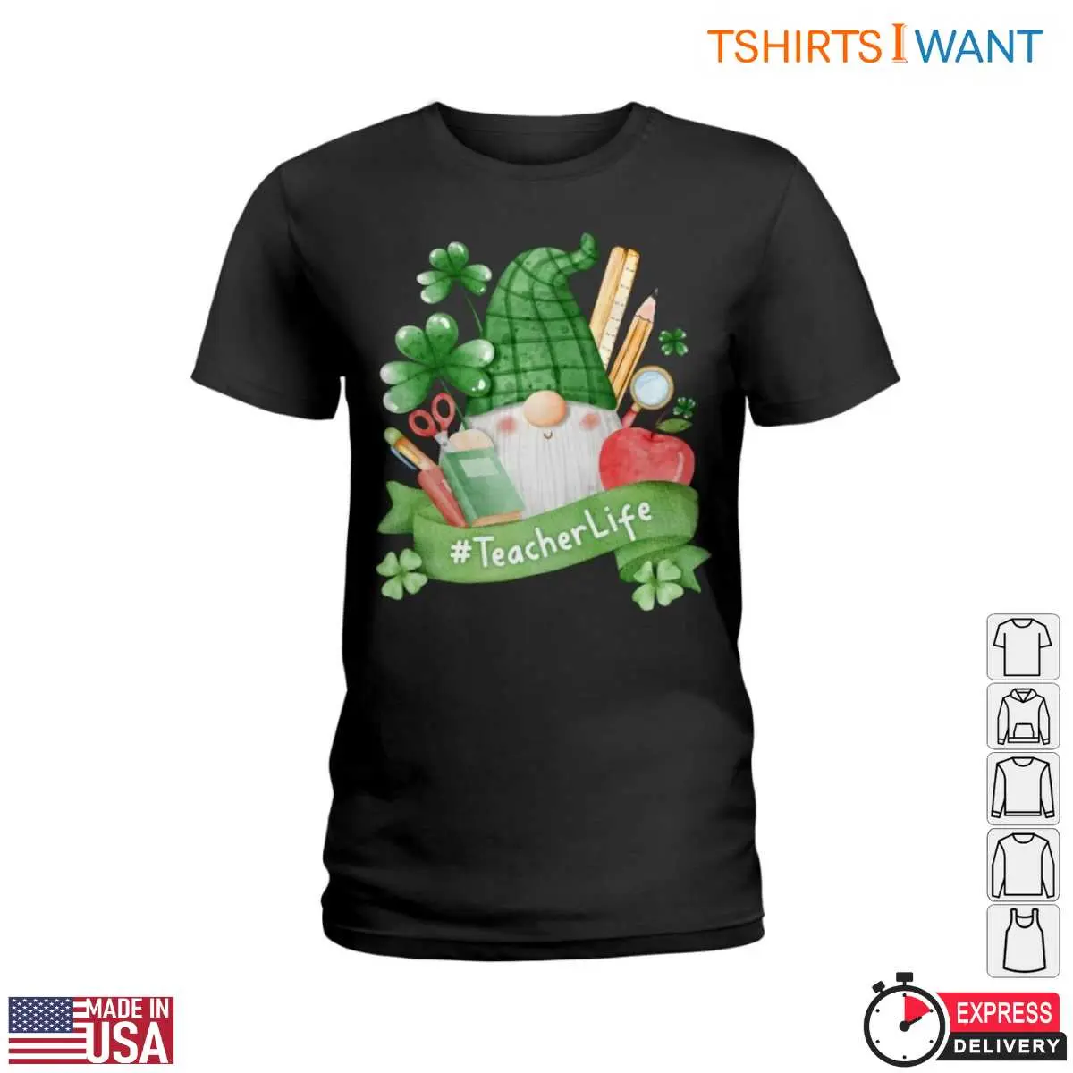 Gnome Holding School Supplies and Apple Teacher Life T Shirt 3 1.jpg