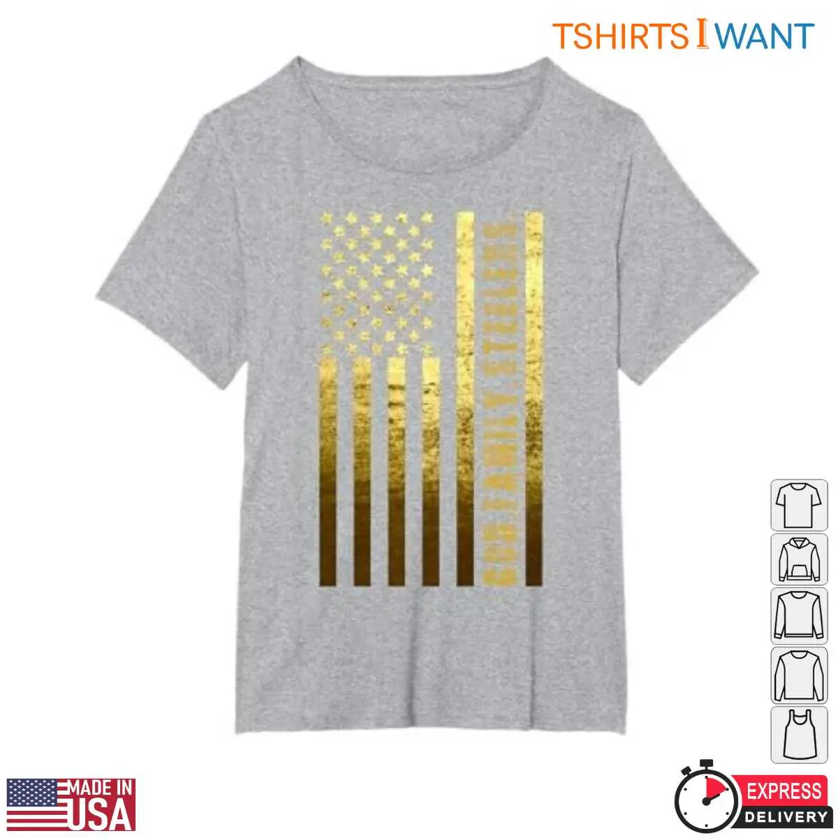 God Family Steelers Shirt - Patriotic Gold American Flag Design 11 God Family Steelers Shirt Detail View