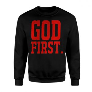 God First T shirt E28093 Red Bold Christian Statement Tee 3.jpg