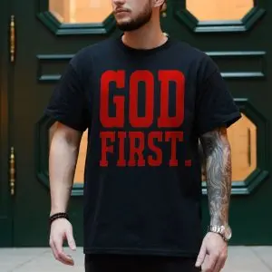 God First T-shirt – Red Bold Christian Statement Tee 10 God First T shirt E28093 Red Bold Christian Statement Tee 4.jpg