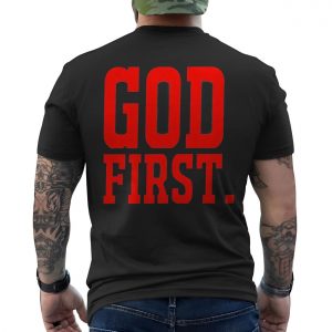 God First T shirt E28093 Red Bold Christian Statement Tee 6.jpg