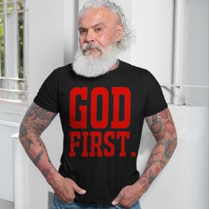 God First T shirt E28093 Red Bold Christian Statement Tee 7.jpg