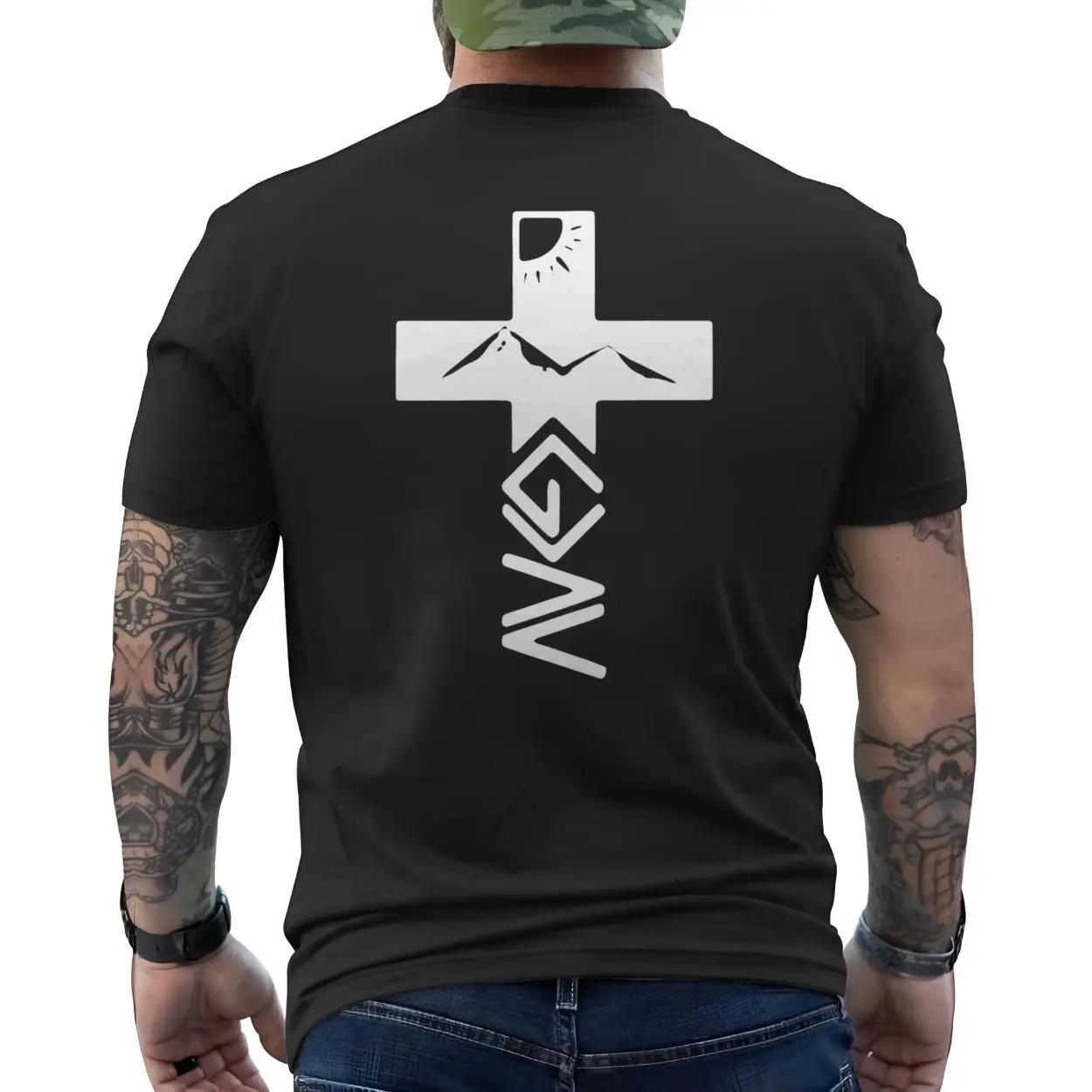 God Is Greater Than The Highs And Lows T Shirt E28093 Cross and Mountains Graphic Tee 6.jpg