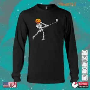 Golfer For Halloween: Skeleton Golf Pumpkin Golfing Halloween Costume Shirt 6 Golfer For Halloween Pumpkin Fairway Costume 3 1.jpg