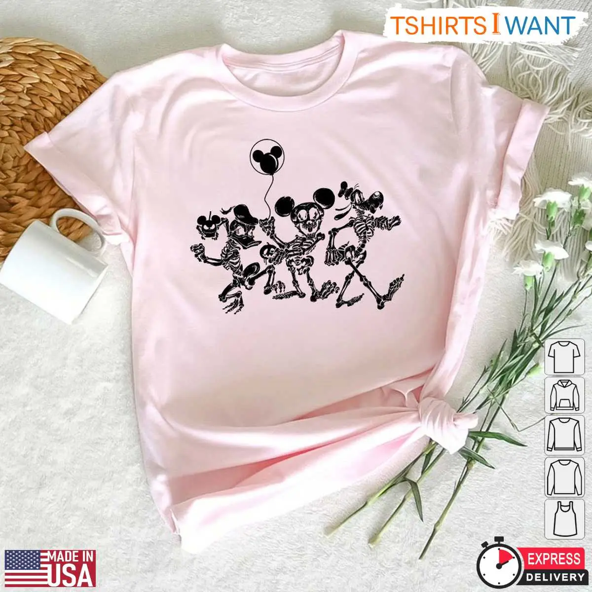 Goofy Skeleton Halloween T-Shirt – Fun Disney Mickey, Donald, and Goofy Skeleton Graphic Tee 13 Goofy Skeleton Halloween T-Shirt Detail