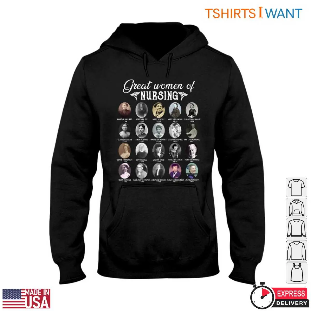 Great Nurses T-Shirt - Honoring Legendary Women in Nursing History 13 Great Nurses T-Shirt Detail View