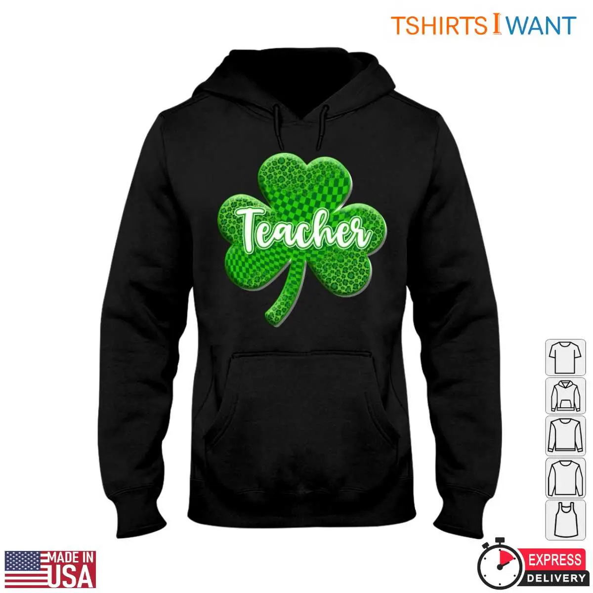 Green Shamrock with Teacher Text St. Patricks Day Teacher T Shirt 4 1.jpg