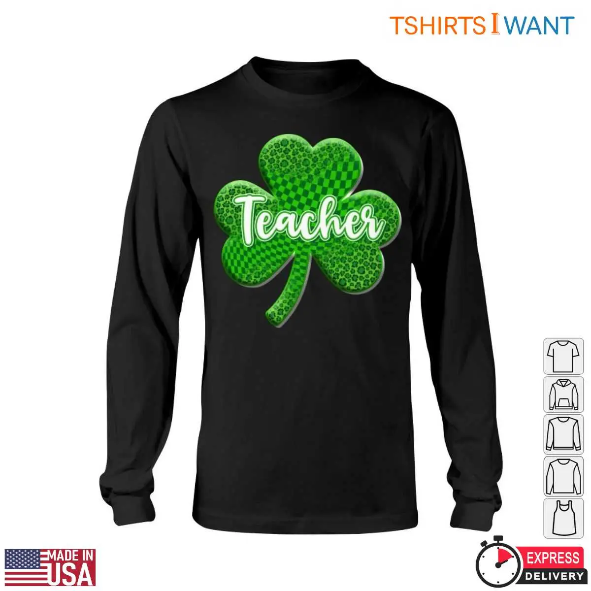 Green Shamrock with Teacher Text St. Patrick's Day Teacher T-Shirt 13 Green Shamrock with Teacher Text St. Patricks Day Teacher T Shirt 6