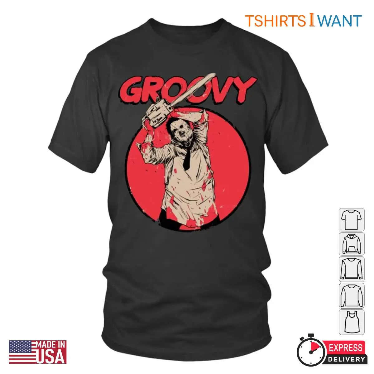Groovy Leatherface Chainsaw T-Shirt - Texas Chainsaw Massacre Inspired Design 1 Groovy Leatherface Chainsaw T Shirt Texas Chainsaw Massacre Inspired Design 1 1.jpg