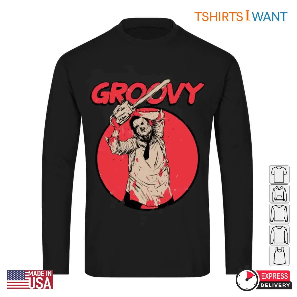 Groovy Leatherface Chainsaw T-Shirt - Texas Chainsaw Massacre Inspired Design 4 Groovy Leatherface Chainsaw T Shirt Texas Chainsaw Massacre Inspired Design 4 1.jpg