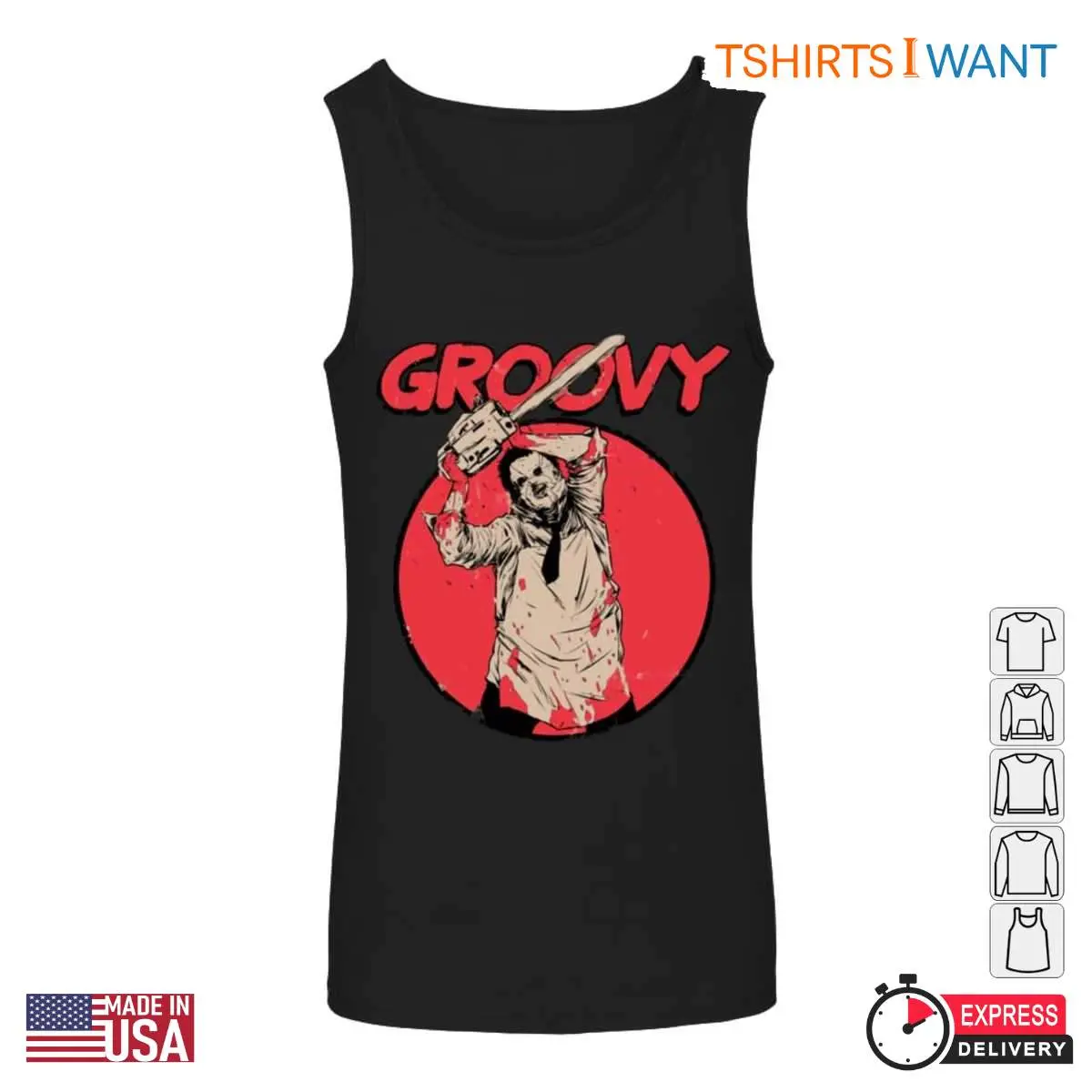 Groovy Leatherface Chainsaw T-Shirt - Texas Chainsaw Massacre Inspired Design 5 Groovy Leatherface Chainsaw T Shirt Texas Chainsaw Massacre Inspired Design 5 1.jpg