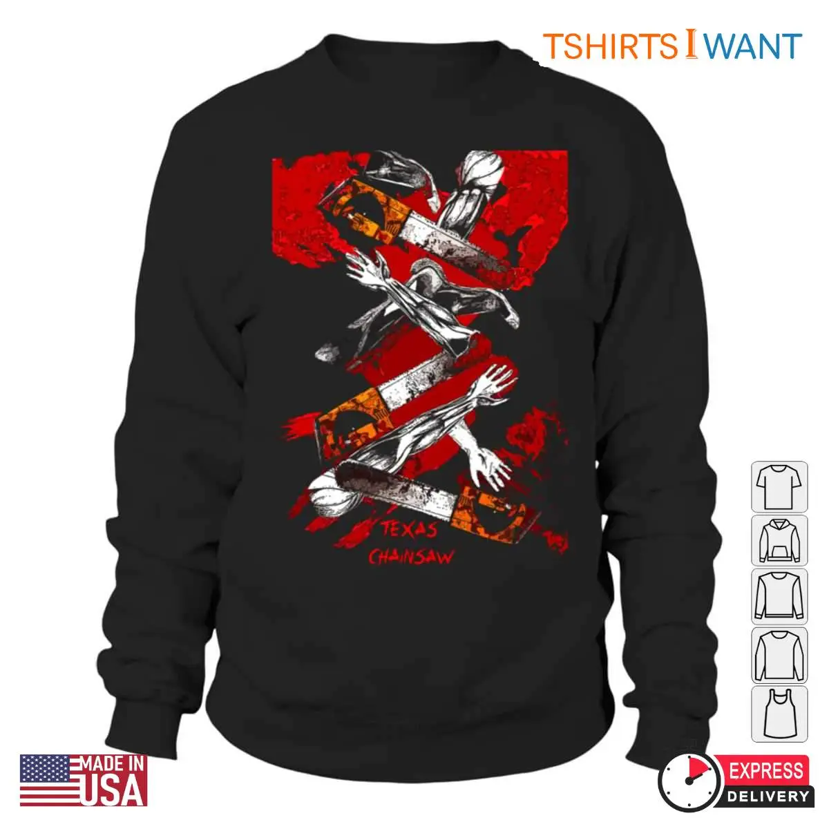 Gruesome Texas Chainsaw T-Shirt - Horror Movie Graphic Tee with Chainsaws and Severed Limbs 2 Gruesome Texas Chainsaw T Shirt Horror Movie Graphic Tee with Chainsaws and Severed Limbs 2 1.jpg