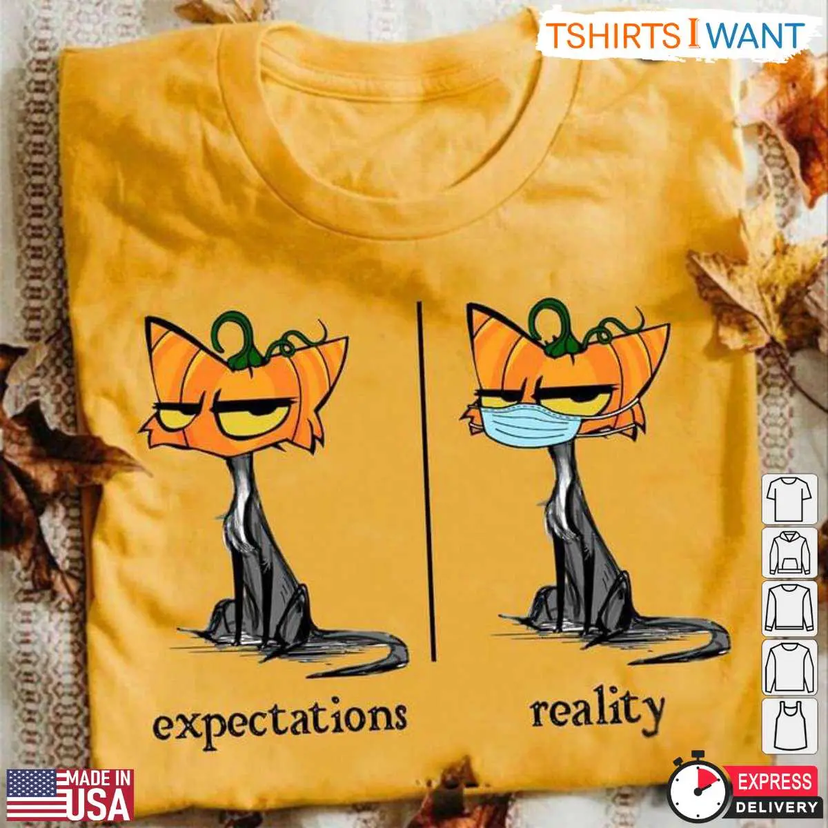 Grumpy Cat Mask T-Shirt – Expectations vs. Reality Halloween Design 2 Grumpy Cat Mask T-Shirt – Expectations vs. Reality Halloween Design