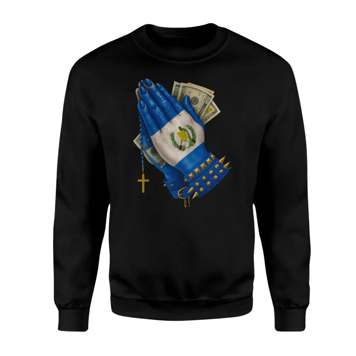 Guatemalan Flag Praying Hands Rosary Money T Shirt 3 1.jpg