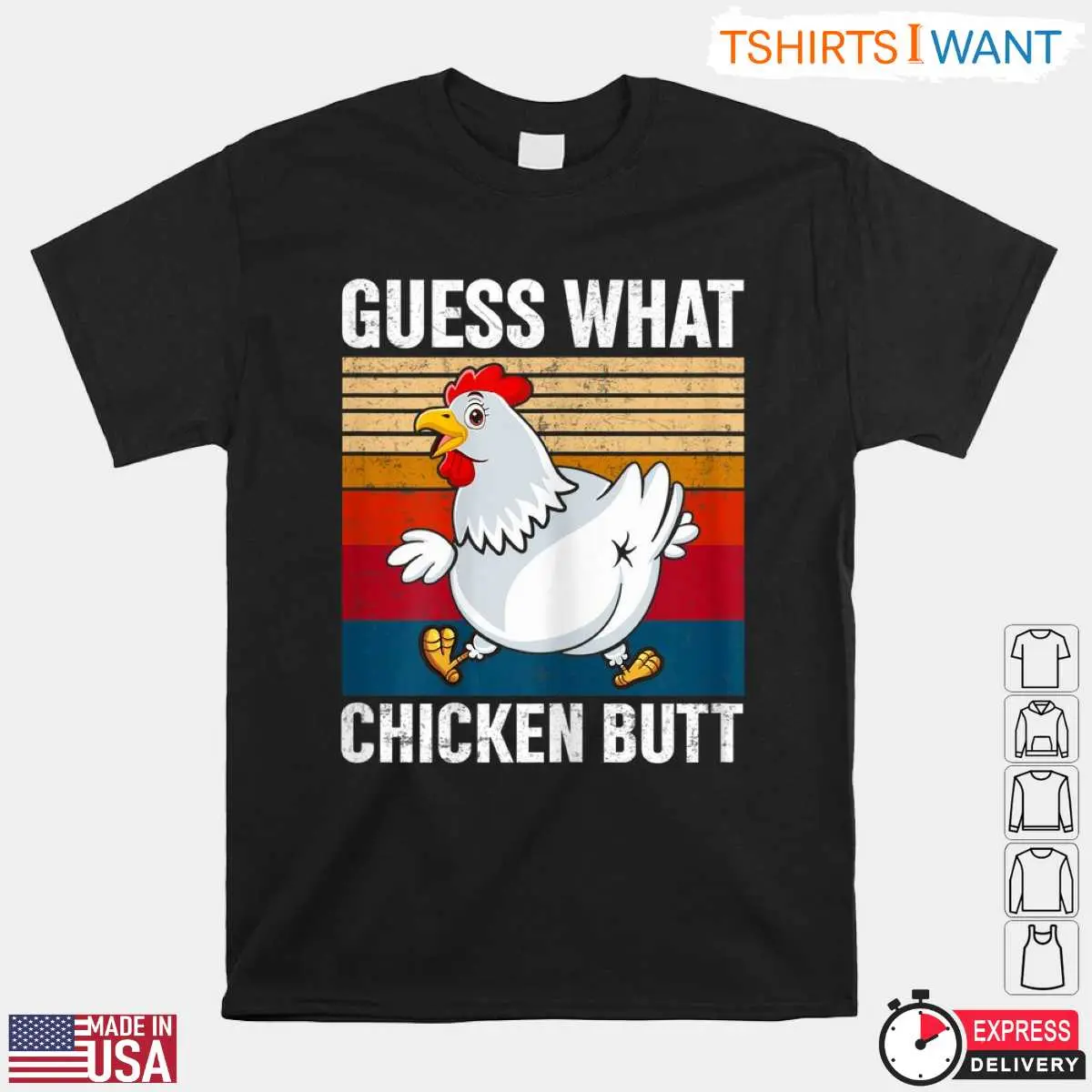 Guess What Chicken Butt Retro Farming T-Shirt 8 Guess What Chicken Butt Retro Farming T-Shirt Front View