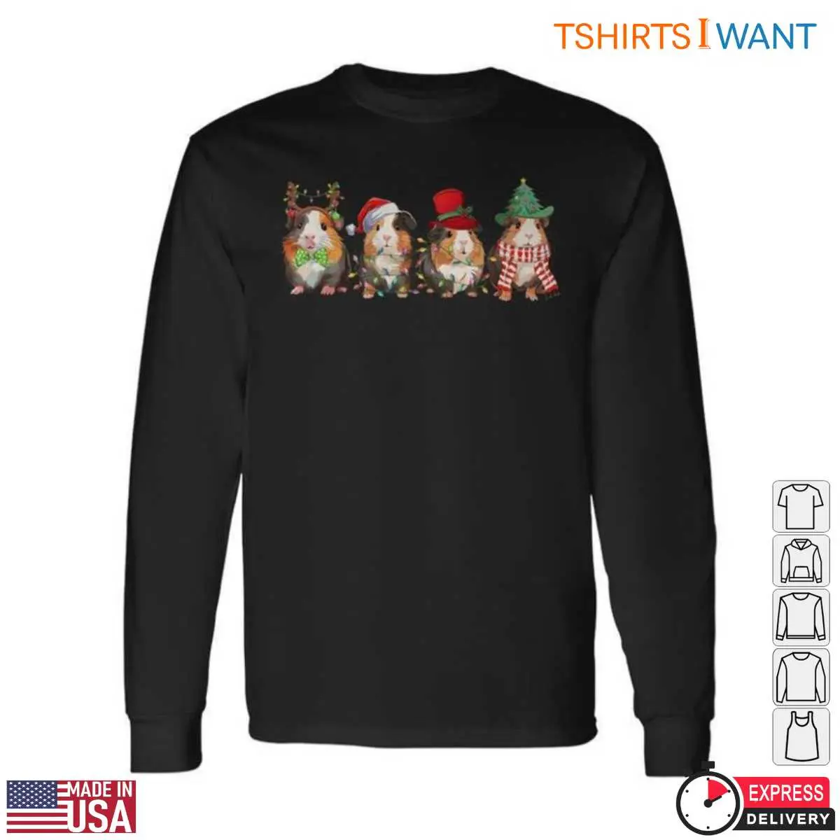 Guinea Pigs Christmas T Shirt Cute Festive Graphic with Santa Hats 2 1.jpg